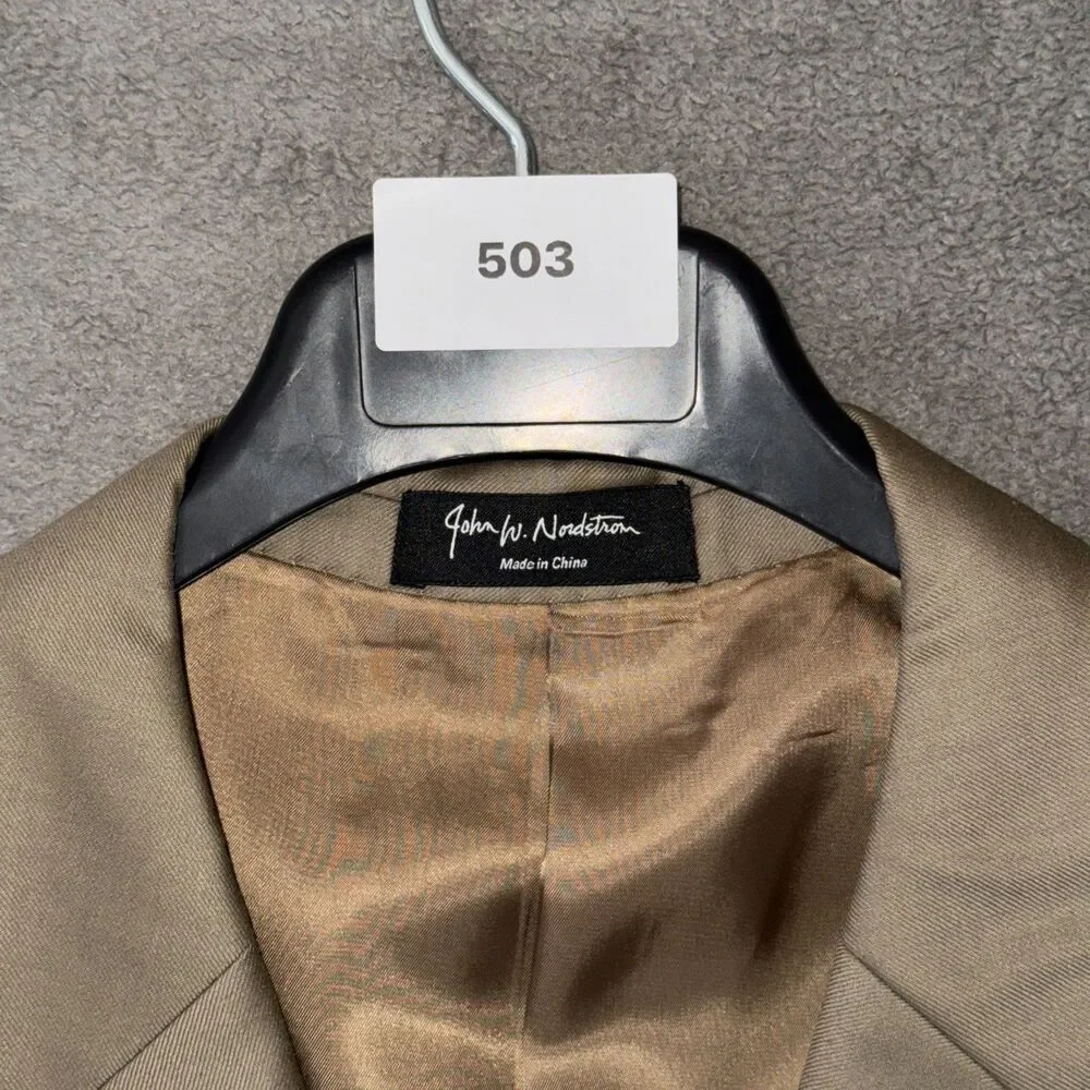 John W. Nordstrom Suit Jacket Blazer 48R Loro Piana Super 120s Wool 3-Button Tan
